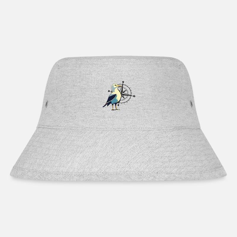 Möwe mit Kompass - Stanley/Stella recycelter Bucket Hat - Grau meliert