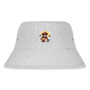 Cooler Affe mit Getränk Lustige Tiere Schimpanse - Stanley/Stella recycelter Bucket Hat - Grau meliert - Vorne