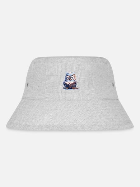 Süße Eule Buch Lesen Lesefan Bücher - Stanley/Stella recycelter Bucket Hat - Grau meliert
