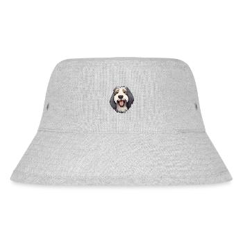 Bearded Collie Dog Breed Watercolor Cartoon Kawaii - Stanley/Stella Recycled Bucket Hat - heather grey - Front