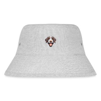 Deutsches drahthaariges Pointer-Hund-Rasse-Aquarell-Auto - Stanley/Stella recycelter Bucket Hat - Grau meliert - Vorne