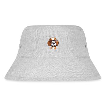Beagle Dog Breed Watercolor Cartoon Kawaii Glasses - Stanley/Stella Recycled Bucket Hat - heather grey - Front