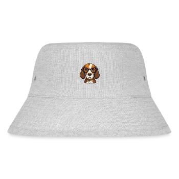 Beagle Dog Breed Watercolor Cartoon Kawaii Glasses - Stanley/Stella Recycled Bucket Hat - heather grey - Front
