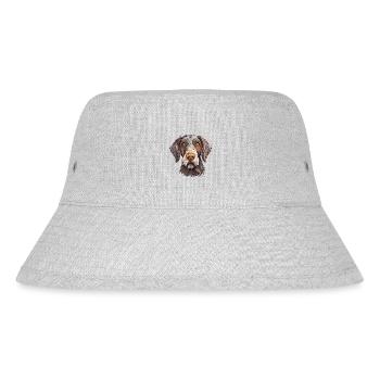 Deutsches drahthaariges Pointer-Hund-Rasse-Aquarell-Auto - Stanley/Stella recycelter Bucket Hat - Grau meliert - Vorne