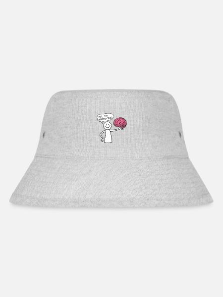 Strichmännchen mit Gehirn Lustiger Spruch Hirnlos - Stanley/Stella recycelter Bucket Hat - Grau meliert
