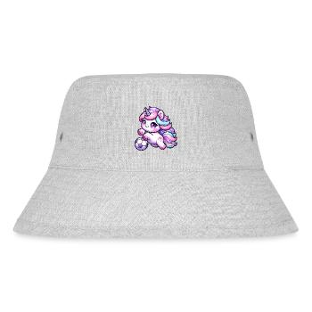 Kawaii Einhorn Fussball Regenbogen Kick - Stanley/Stella recycelter Bucket Hat - Grau meliert - Vorne