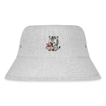 Lustiges Zebra Kaffee Kaffeeliebhaber  - Stanley/Stella recycelter Bucket Hat - Grau meliert - Vorne
