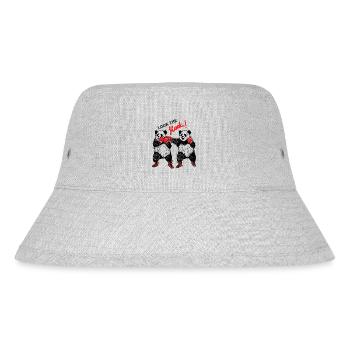 boxende Pandabären teilen aus - Stanley/Stella recycelter Bucket Hat - Grau meliert - Vorne