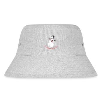 Fröhlicher Schneemann mit Schal - Stanley/Stella recycelter Bucket Hat - Grau meliert - Vorne