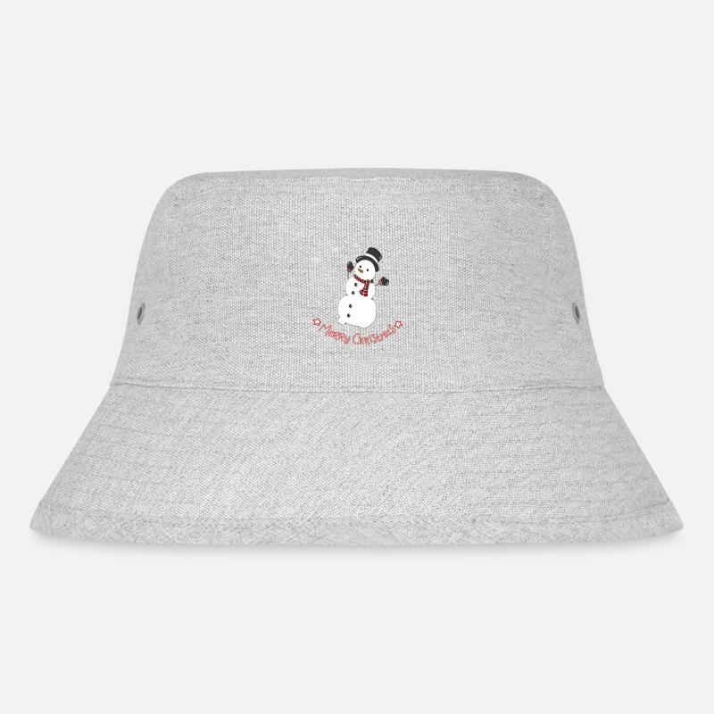 Fröhlicher Schneemann mit Schal - Stanley/Stella recycelter Bucket Hat - Grau meliert