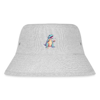 Tollpatschiger T-Rex mit Eis - Stanley/Stella recycelter Bucket Hat - Grau meliert - Vorne