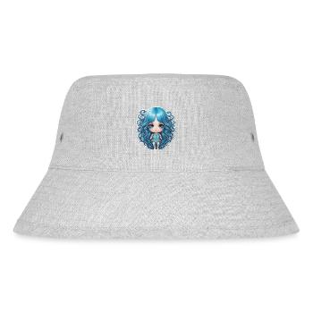 Puppe blaue Haare - Stanley/Stella recycelter Bucket Hat - Grau meliert - Vorne