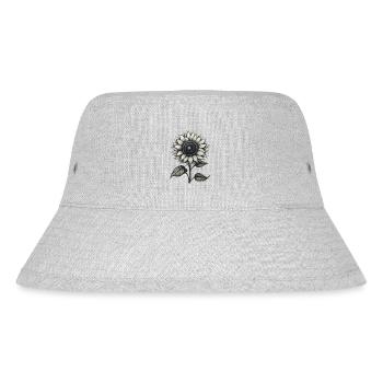 gezeichnete Sonnenblume - Stanley/Stella recycelter Bucket Hat - Grau meliert - Vorne
