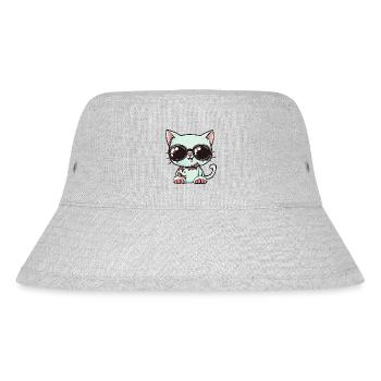 Katze Halloween Cool - Stanley/Stella recycelter Bucket Hat - Grau meliert - Vorne