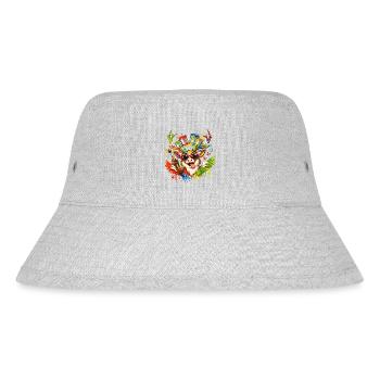 Kreativer Hirsch Kunst Illustration - Stanley/Stella recycelter Bucket Hat - Grau meliert - Vorne
