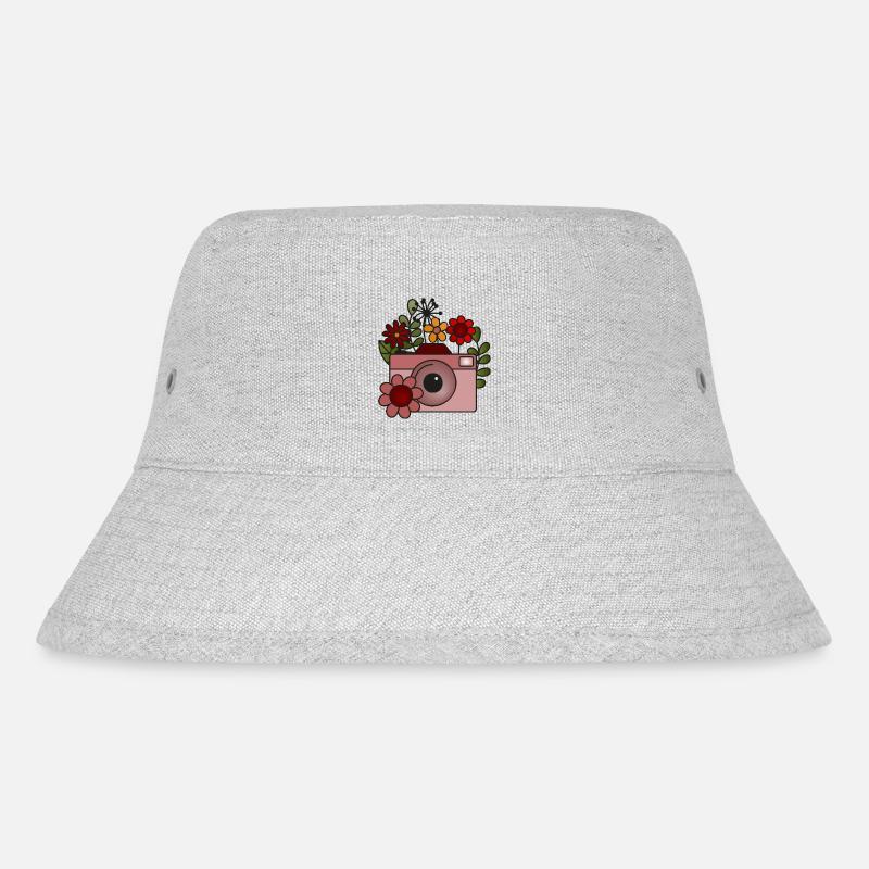 Blumige Kamera - Stanley/Stella recycelter Bucket Hat - Grau meliert
