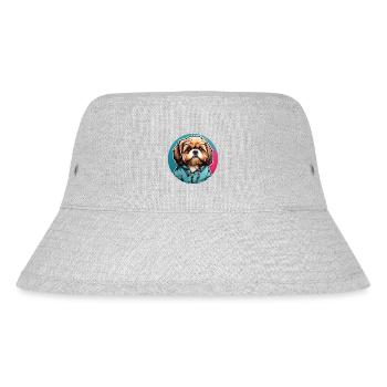 Shih Tzu Portrait im Farbkreis - Stanley/Stella recycelter Bucket Hat - Grau meliert - Vorne