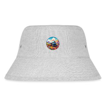 Nostalgische qualmende Dampflokomotive mit Waggons - Stanley/Stella recycelter Bucket Hat - Grau meliert - Vorne