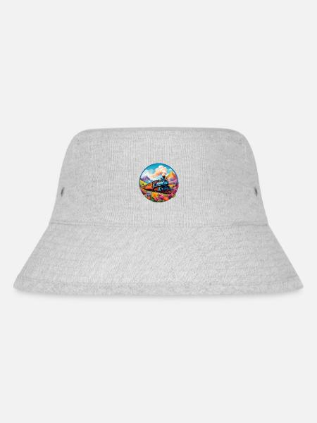 Nostalgische qualmende Dampflokomotive mit Waggons - Stanley/Stella recycelter Bucket Hat - Grau meliert