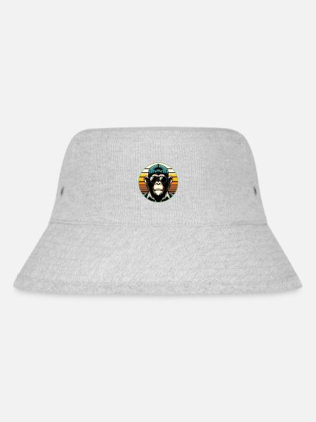 Cooler Schimpanse mit Sonnenbrille und Basecap - Stanley/Stella recycelter Bucket Hat - Grau meliert