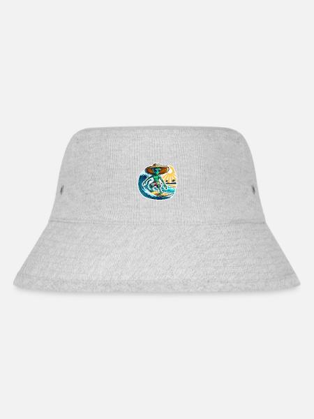 Lustiges kleines Alien auf Surfboard - Stanley/Stella recycelter Bucket Hat - Grau meliert