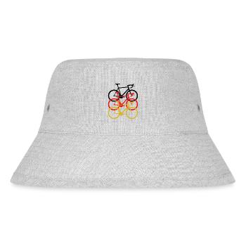 Rennräder schwarz rot gold. Geschenk - Stanley/Stella recycelter Bucket Hat - Grau meliert - Vorne