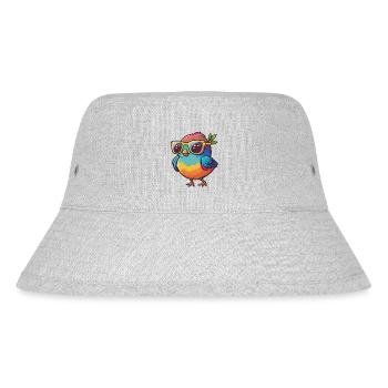 Kawaii Süßer glücklicher bunter Vogel mit Sonnenbrille - Stanley/Stella recycelter Bucket Hat - Grau meliert - Vorne