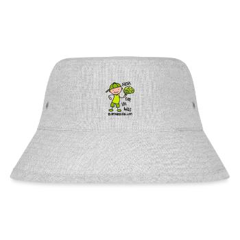 Hier! Dir ist was runtergefallen - lustiger Spruch - Stanley/Stella recycelter Bucket Hat - Grau meliert - Vorne