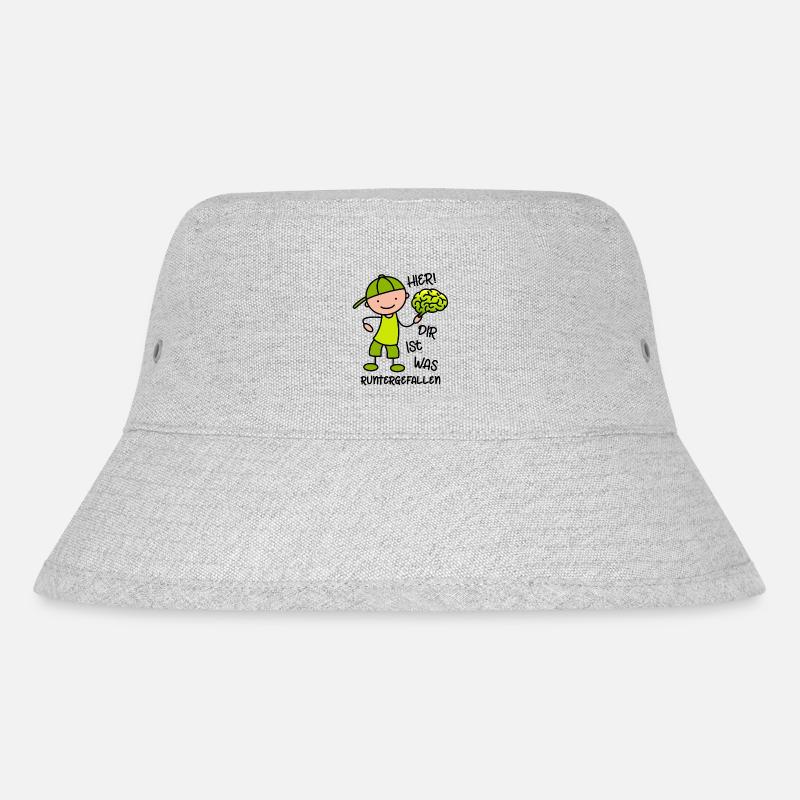Hier! Dir ist was runtergefallen - lustiger Spruch - Stanley/Stella recycelter Bucket Hat - Grau meliert