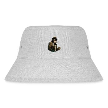 Cooler Gangster Schimpanse mit Bier - Stanley/Stella recycelter Bucket Hat - Grau meliert - Vorne