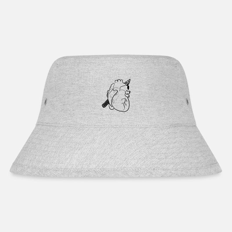 Herz - Stanley/Stella recycelter Bucket Hat - Grau meliert