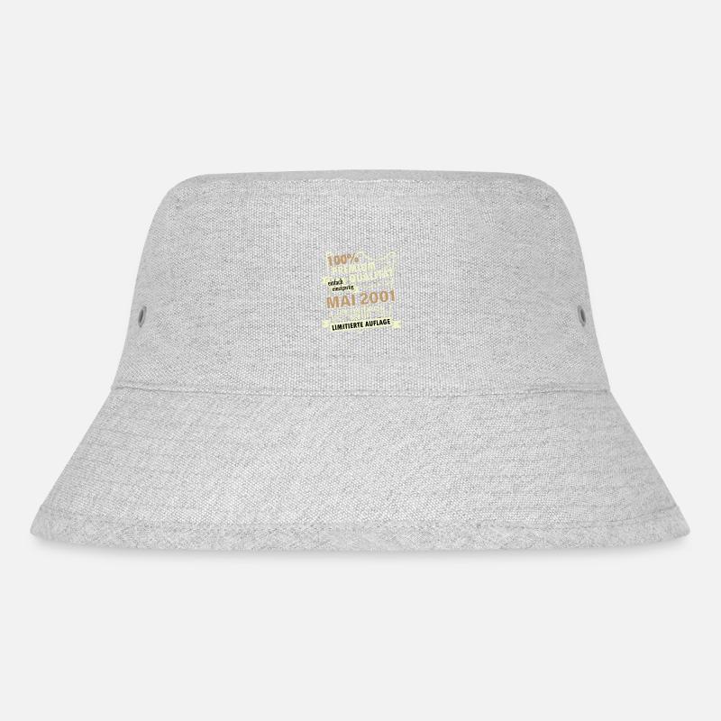 22. Geburtstag Mai Jahrgang 2001 Geschenkidee - Stanley/Stella recycelter Bucket Hat - Grau meliert