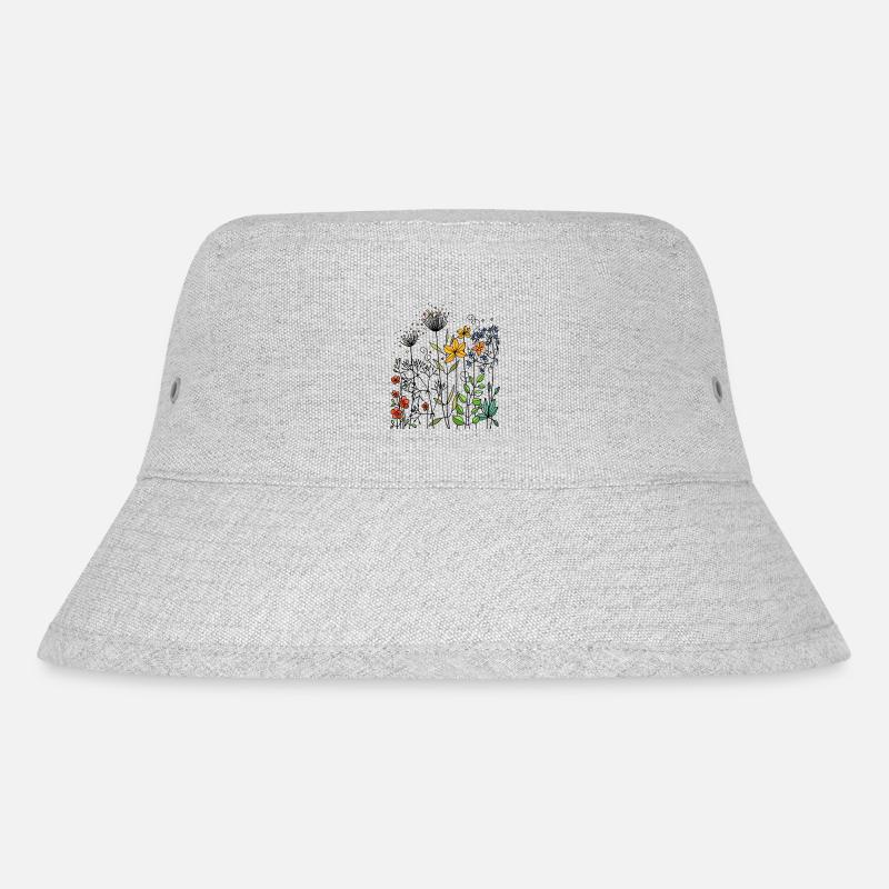Blumen - Stanley/Stella recycelter Bucket Hat - Grau meliert