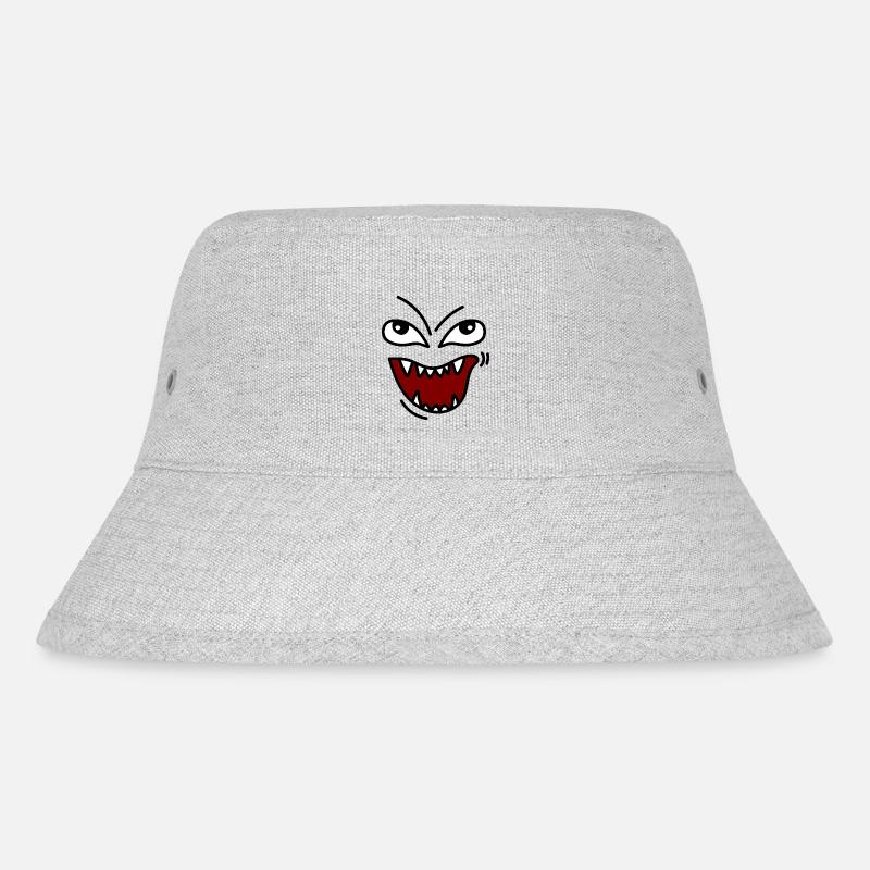 Angry face with teeth - Stanley/Stella Recycled Bucket Hat - heather grey