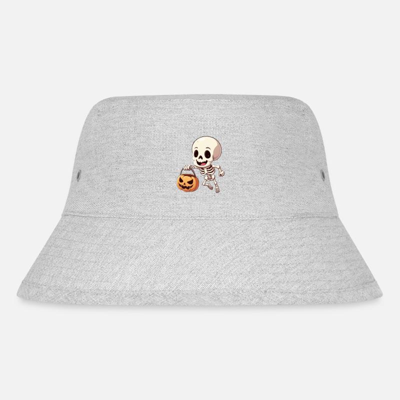 Halloween Happy Skeleton - Stanley/Stella Recycled Bucket Hat - heather grey