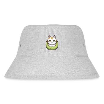 Katze im Korb Kawaii - Stanley/Stella recycelter Bucket Hat - Grau meliert - Vorne