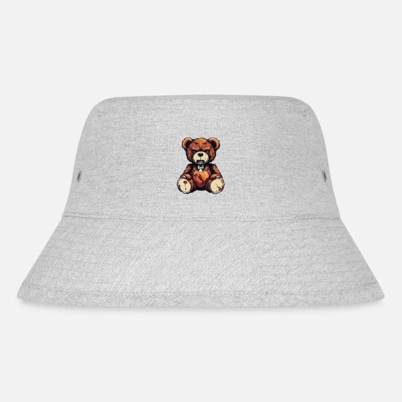 Teddybär / Kuscheltier / Stofftier / Geschenkidee - Stanley/Stella recycelter Bucket Hat - Grau meliert