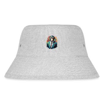 Affe im Anzug - Stanley/Stella recycelter Bucket Hat - Grau meliert - Vorne