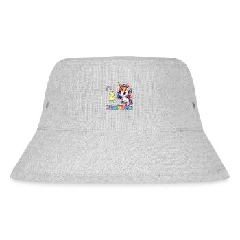 Girls Kids Unicorn It's My Birthday, I am 2 and - Stanley/Stella Recycled Bucket Hat - heather grey - Front