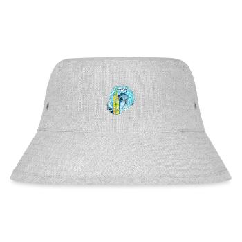 Wellen- und Surfer Motiv mit Mandala - Stanley/Stella recycelter Bucket Hat - Grau meliert - Vorne