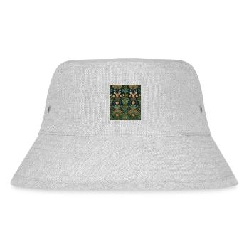 Symmetrisches Muster mit Reh und Blumen - Stanley/Stella recycelter Bucket Hat - Grau meliert - Vorne