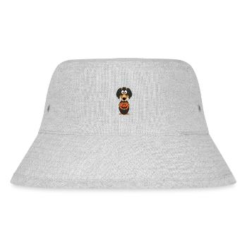 KÜRBIS - SCHNITZEN - HALLOWEEN - DACKEL - HUND - Stanley/Stella recycelter Bucket Hat - Grau meliert - Vorne