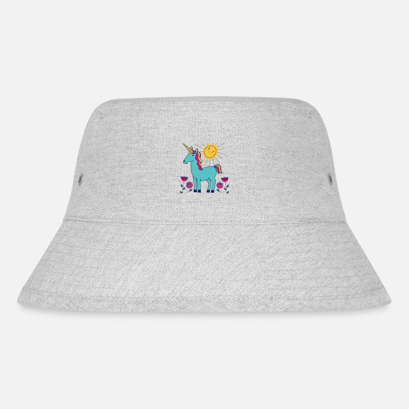 Verdant unicorn under a smiling sun - Stanley/Stella Recycled Bucket Hat - heather grey