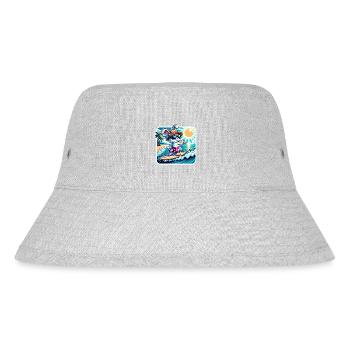 Lustiger Hase auf Surfboard bei Sonnenschein - Stanley/Stella recycelter Bucket Hat - Grau meliert - Vorne