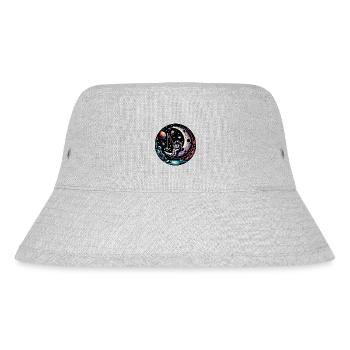 Astronaut sitzt auf der Mondsichel und angelt - Stanley/Stella recycelter Bucket Hat - Grau meliert - Vorne