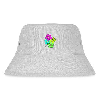 bunte Blumen, Blumenstrauß, Blumenranke, blumig - Stanley/Stella recycelter Bucket Hat - Grau meliert - Vorne