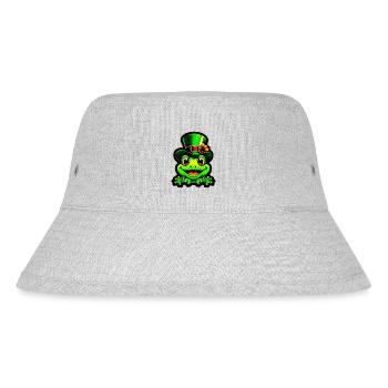 Une grenouille souriante porte un chapeau haut de forme de la Saint-Patrick - Bob recyclé Stanley/Stella - gris chiné - Devant