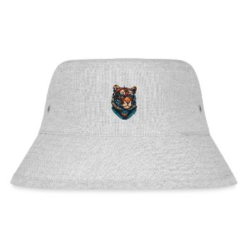 Tiger als Nerd mit Buch - Stanley/Stella recycelter Bucket Hat - Grau meliert - Vorne