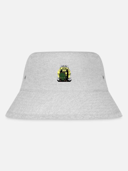 Bauwagen Vollmond Natur Naturliebhaber Baum - Stanley/Stella recycelter Bucket Hat - Grau meliert
