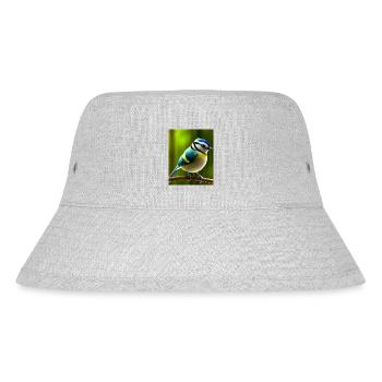 Cool Comic Portrait of a blue tit bird - Stanley/Stella Recycled Bucket Hat - heather grey - Front